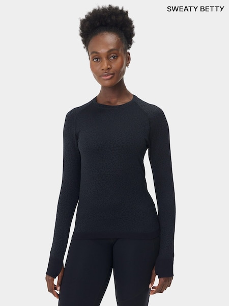 Sweaty Betty Black Chrome Athlete Seamless Workout Long Sleeve Top (Y99567) | €82
