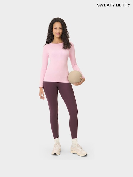 Sweaty Betty Pink Mindful Flex Boat Neck Long Sleeve Top (Y99622) | €73