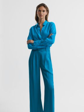 Reiss Eden Matte Silk Tunic Shirt