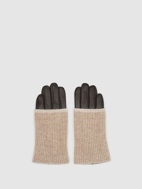 Reiss Ambrose Knitted & Leather Gloves