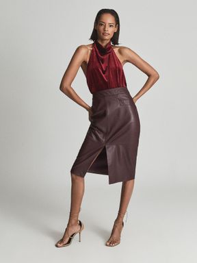 Reiss Lucie Leather Pencil Skirt