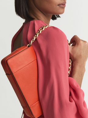 Reiss Alma Small Leather Clutch Bag