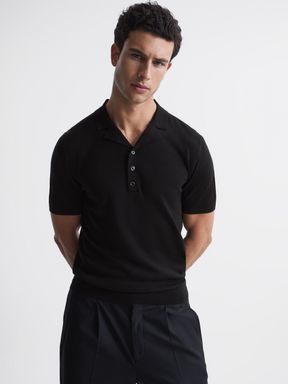 Reiss Moore Merino Wool Revere Collar Polo T-Shirt