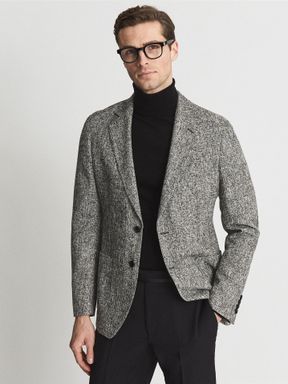 Reiss Grill Single Breasted Textured Fleck Blazer
