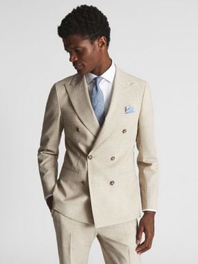 Reiss Venture Double Breasted Prince Of Wales Check Blazer