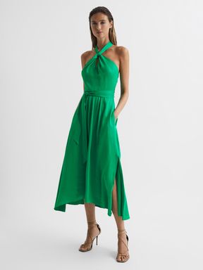 Reiss Evvie Halter Midi Occasion Dress
