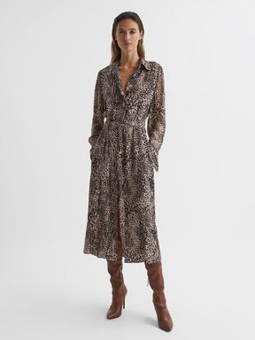 Reiss Tabitha Animal Print Midi Dress