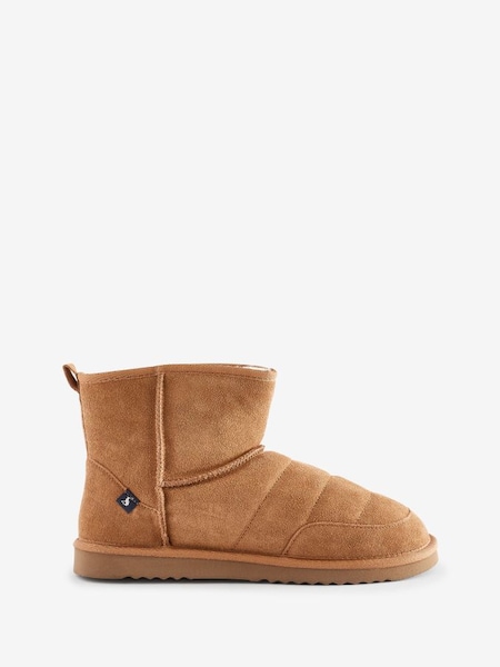 Tan Brown Faux Fur Suede Slipper Boots (102378) | £22