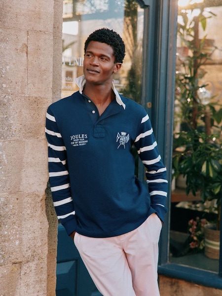 Embroidered Navy Classic Rugby Shirt (104093) | £69.95