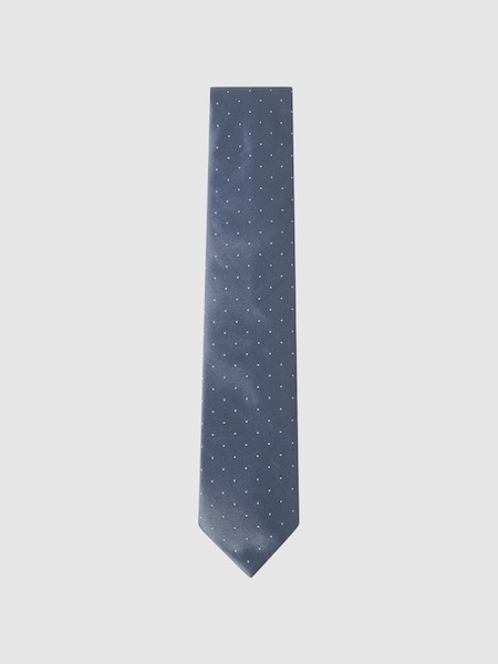 Polka Dot Silk Tie in Airforce Blue (110290) | £48