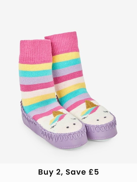 Fuchsia Girls' Unicorn Moccasin Slipper Socks (116177) | £12.50