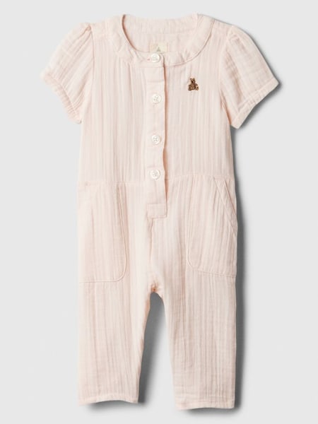 Pink Gauze Brannan Bear Short Sleeve Sleepsuit (Newborn-24mths) (124893) | £25