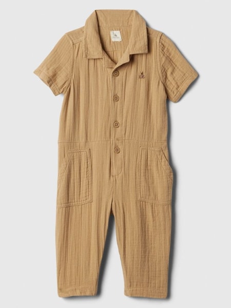 Brown Gauze Brannan Bear Short Sleeve Sleepsuit (Newborn-24mths) (125327) | £25