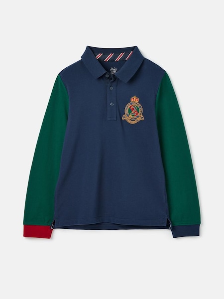 Henry Navy Long Sleeve Cotton Polo Shirt (128544) | £34.95 - £40.95