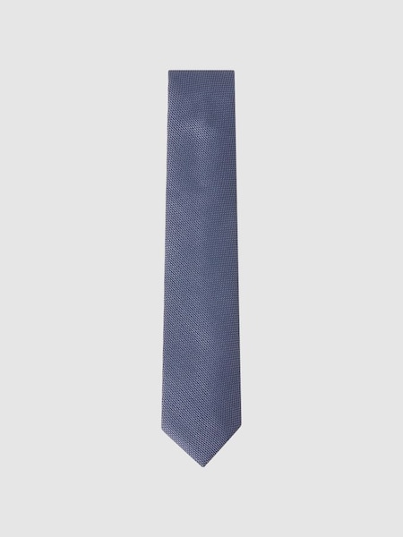 Textured Silk Blend Tie in Airforce Blue (130622) | £48