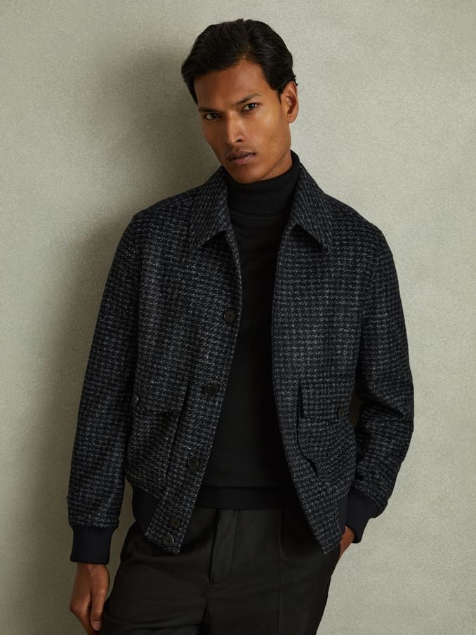 Check bomber jacket mens outlet