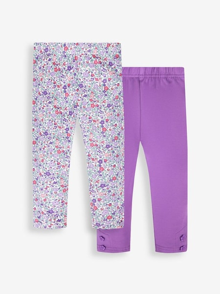 Girls' 2-Pack Leggings in Lilac Purple Ditsy & Purple (135781) | £21