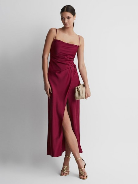 Significant Other Cowl Neck Satin Maxi Dress in Deep Red (140743) | £225