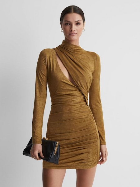 Significant Other Ruched Mini Dress in Gold (140876) | £192