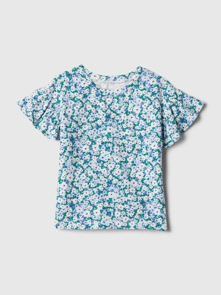 Blue Print Short Flutter Sleeve Crew Neck T-Shirt (Newborn-5yrs) (154418) | £8