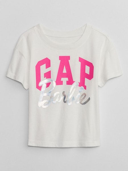 White Metallic Barbie Logo Short Sleeve Crew Neck T-Shirt (Newborn-5yrs) (154447) | £12