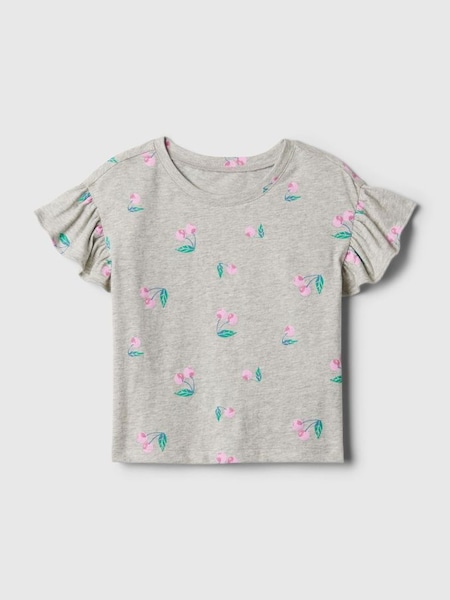 Grey Mix and Match Print Flutter Sleeve Crew Neck T-Shirt (3mths-5yrs) (154562) | £8