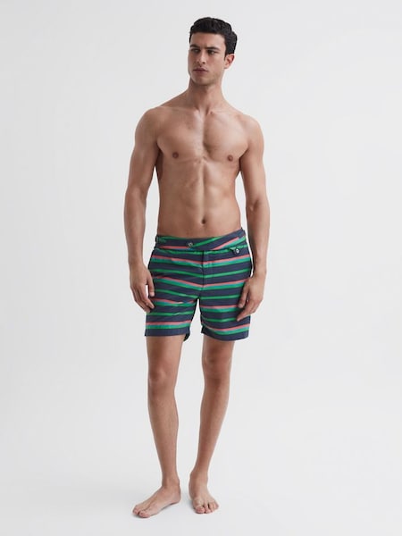 Hemingsworth Side Adjuster Striped Swim Shorts in Indigo (154564) | £98