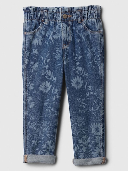 Blue Floral Print Paperbag Mom Washwell Jeans (6mths-5yrs) (154731) | £20