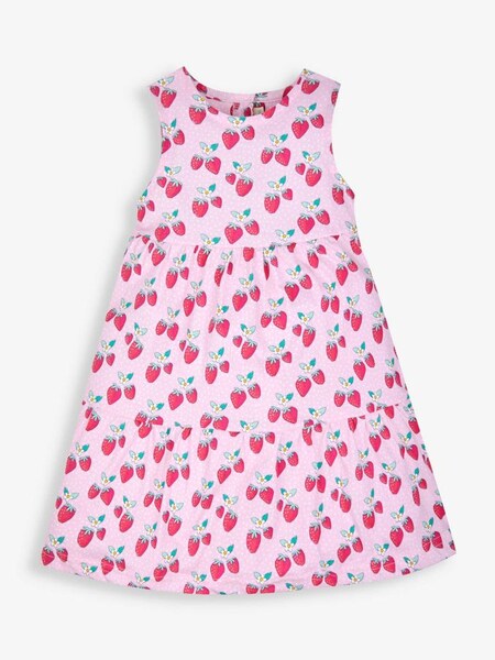 Strawberry Print Tiered Dress in Pink (156422) | £10