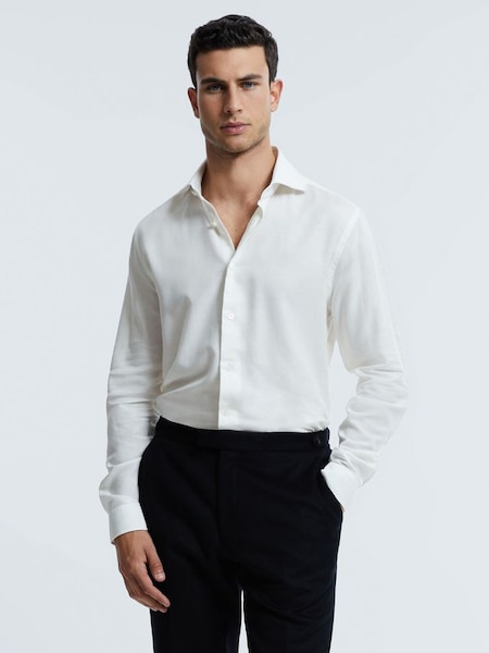 Atelier Italian Cotton Cashmere Shirt in White (158238) | £198