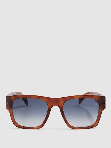 Eyewear by David Beckham Square Tortoiseshell Sunglasses in Tortoise (158395) | £205
