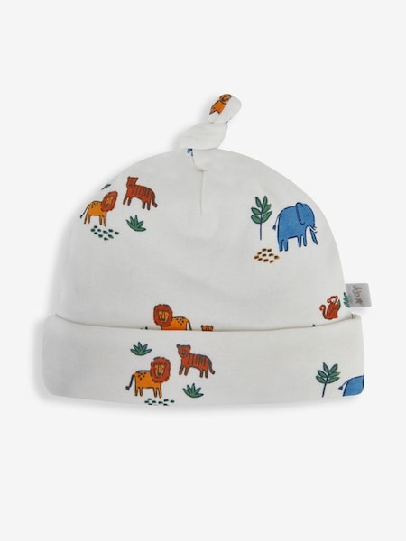 Cream Safari Print Cotton Baby Hat (161125) | £5