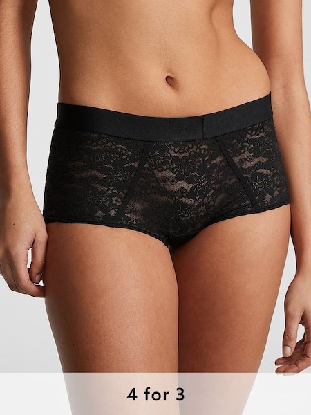 Pure Black Lace Short Logo Knickers (161909) | £9
