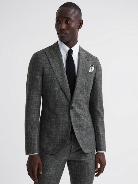 Slim Fit Wool Single Breasted Blazer in Charcoal (162681) | £140