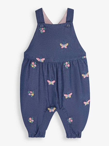 Chambray Blue Butterfly Embroidered Dungarees (168545) | £13
