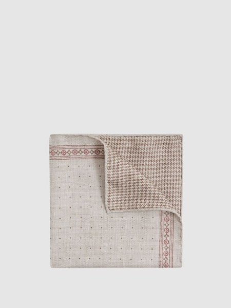 Silk Reversible Pocket Square in Oatmeal Melange (172732) | £38