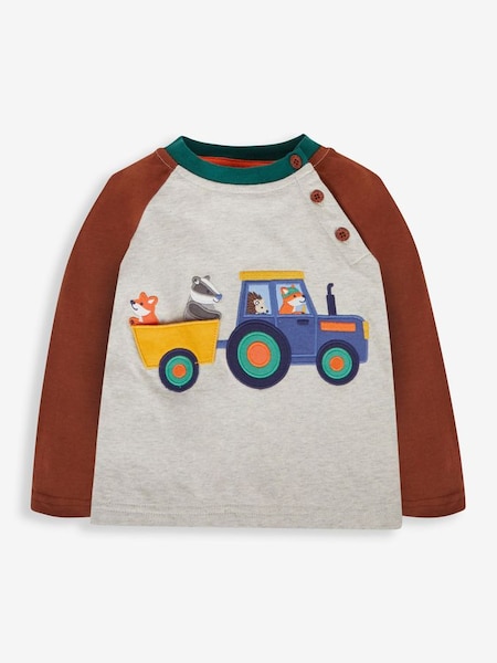 Toffee Tractor Appliqué With Pet In Pocket Top (173002) | £17