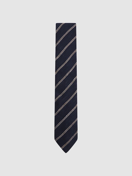 Silk Blend Textured Tie in Navy (173085) | £68