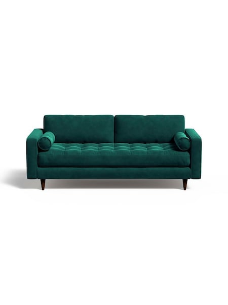 Scott 3 Seater Sofa in Matt Velvet Teal Green (173429) | £1,099