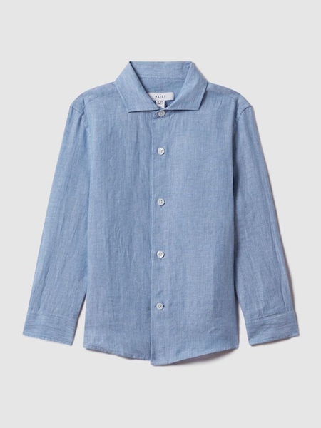 Linen Cutaway Collar Shirt in Sky Blue (181879) | £46