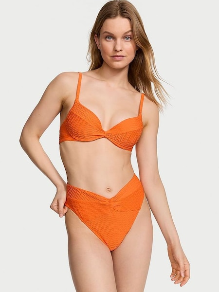 Sunset Orange Fishnet High Leg Swim Bikini Bottom (187243) | £25
