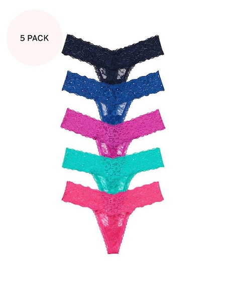 Black/Blue/Pink/Green Thong Lace Knickers Multipack (187725) | £27