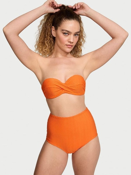 Sunset Orange Fishnet Strapless Swim Bikini Top (187738) | £43
