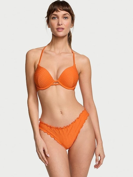 Sunset Orange Fishnet Add 2 Cups Push Up Swim Bikini Top (187815) | £48
