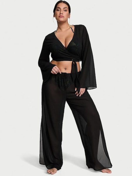 Black Sheer Crinkle Cover Up Trousers (187981) | £45