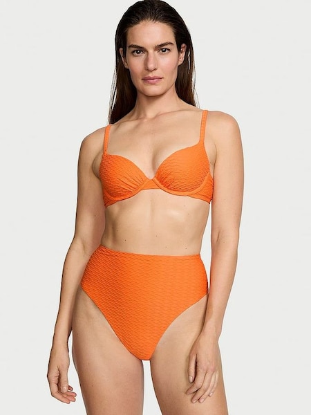 Sunset Orange Fishnet High Waisted Swim Bikini Bottom (187999) | £25