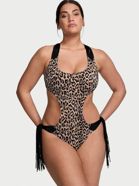 Leopard Brown Archive Macrame Cheeky Swimsuit (188156) | £96