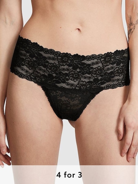Pure Black Hipster Thong Lace Knickers (189305) | £9