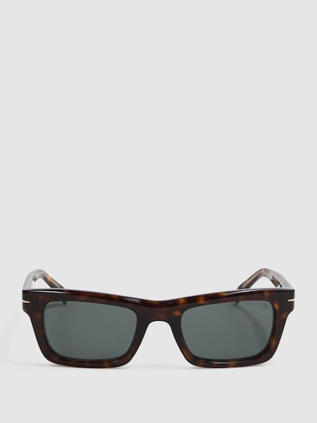 Eyewear by David Beckham Rectangular Sunglasses in Tortoise (192368) | £175