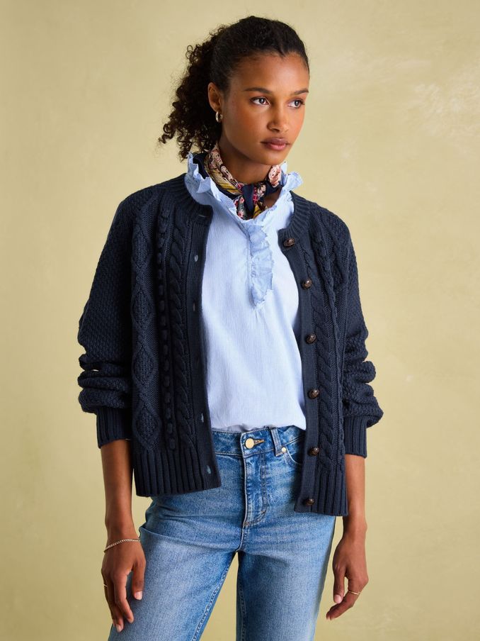 Chunky navy cardigan women's hot sale